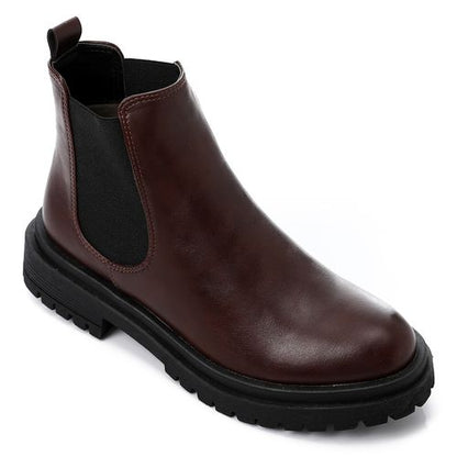 Burgundy Leather Ankle Boot