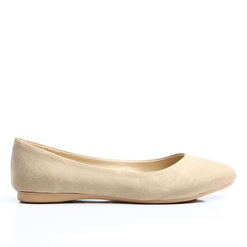 Beige Suede Ballet Flats