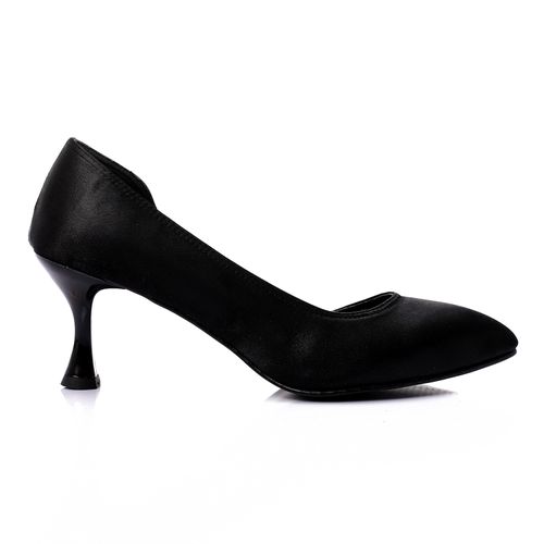 Black Kitten Heel Satin Shoes