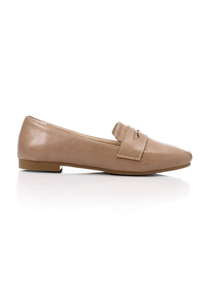 Embossed Leather Flat Shoes