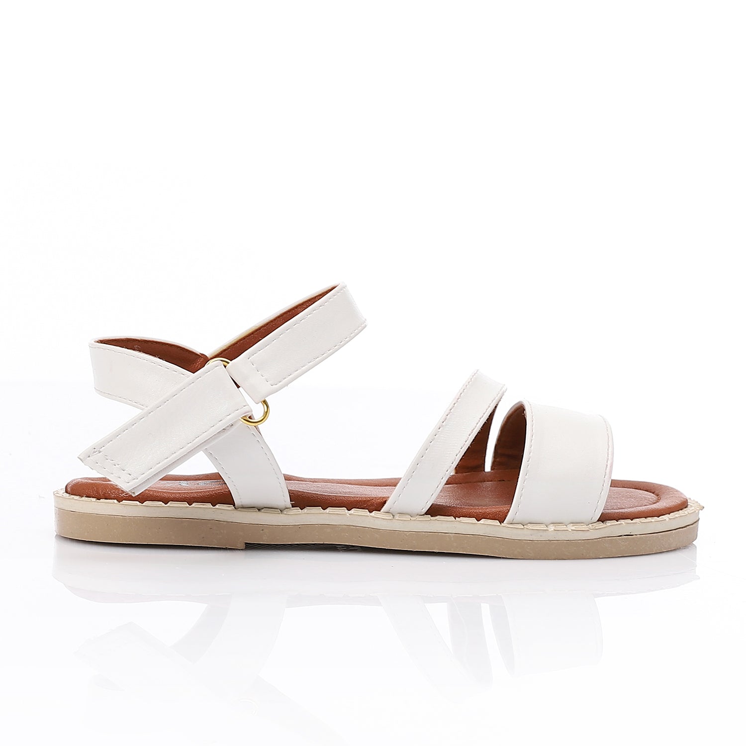 Girls’ White Summer Sandals – Double Strap with Ankle Support