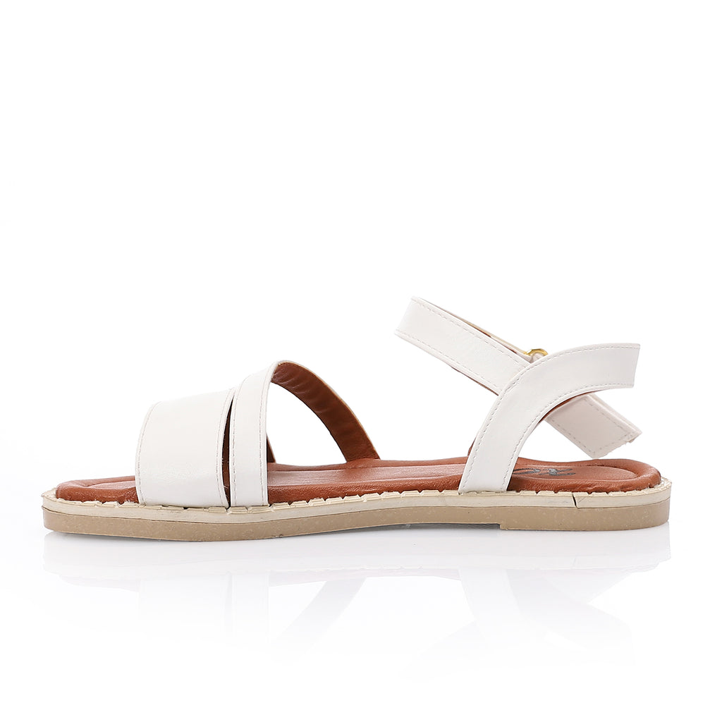 Girls’ White Summer Sandals – Double Strap with Ankle Support