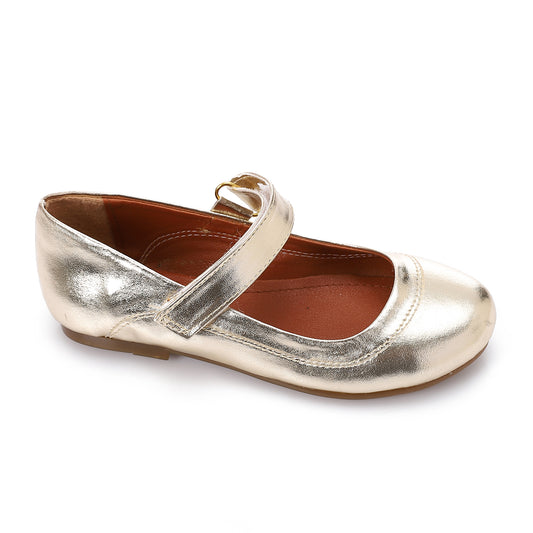 Girls’ Gold Shoes – Classic Mary Jane Flats with Strap