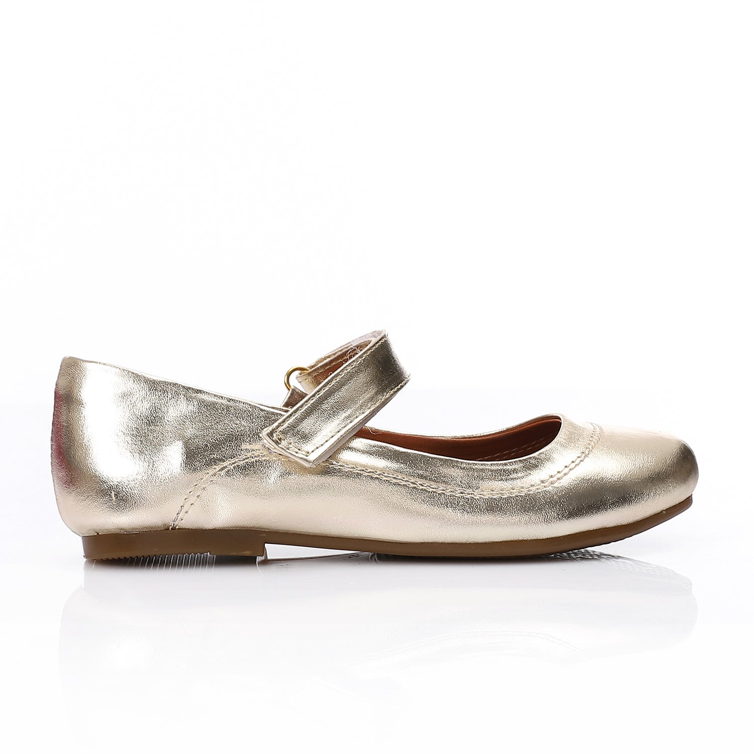 Girls’ Gold Shoes – Classic Mary Jane Flats with Strap