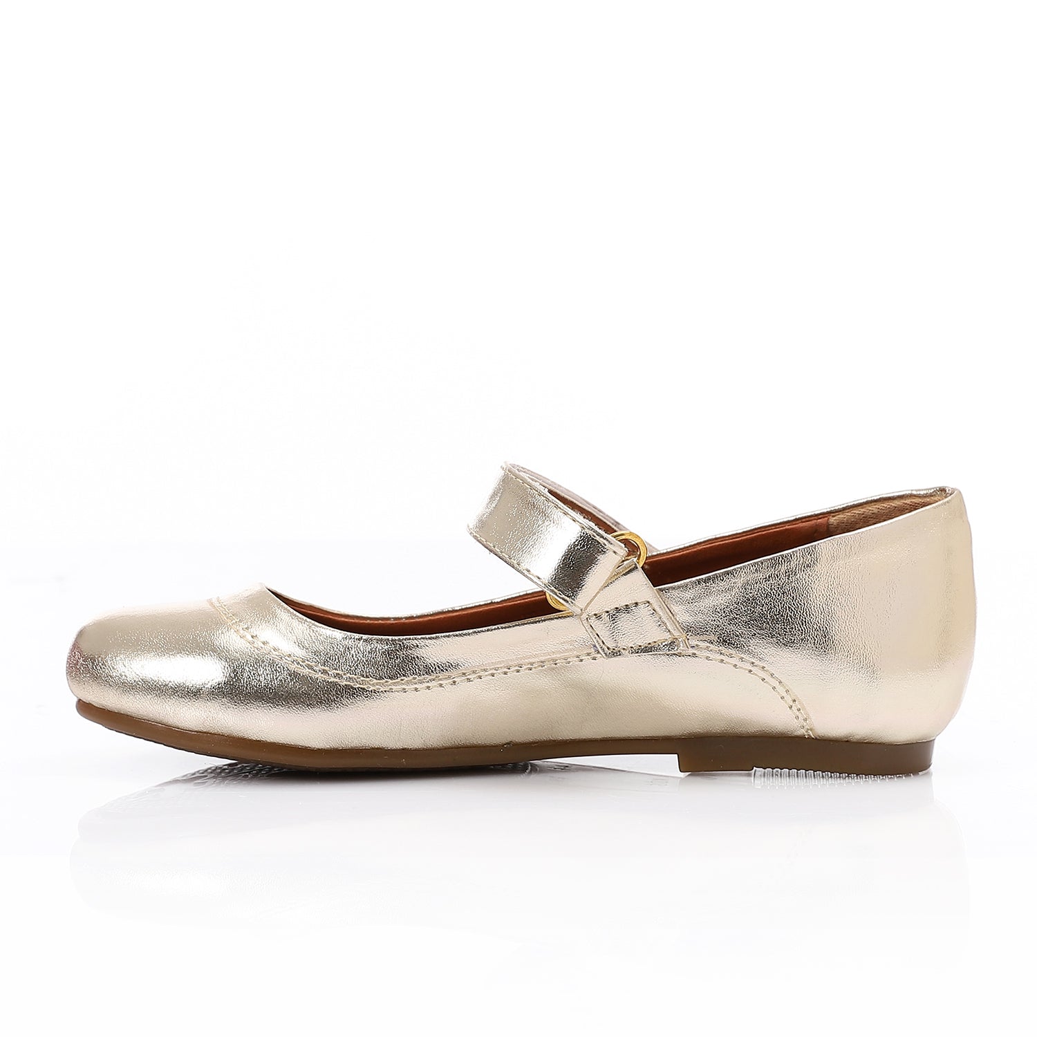 Girls’ Gold Shoes – Classic Mary Jane Flats with Strap