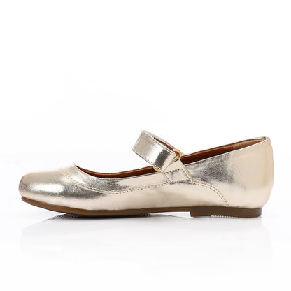 Girls’ Gold Shoes – Classic Mary Jane Flats with Strap
