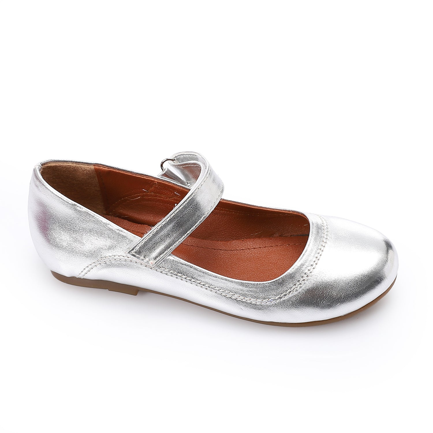 Girls’ Silver Shoes – Classic Mary Jane Flats with Strap