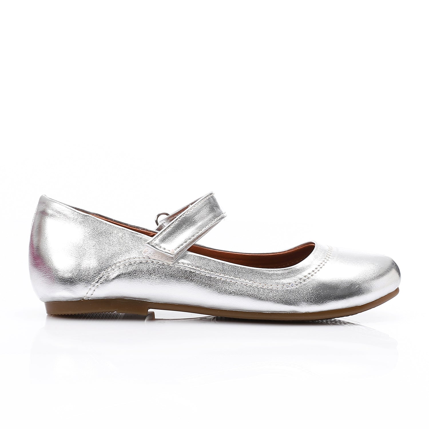 Girls’ Silver Shoes – Classic Mary Jane Flats with Strap