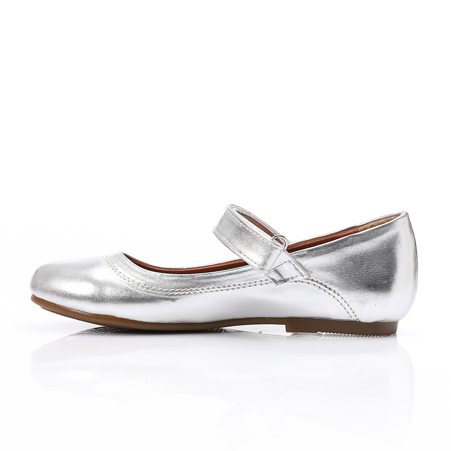 Girls’ Silver Shoes – Classic Mary Jane Flats with Strap