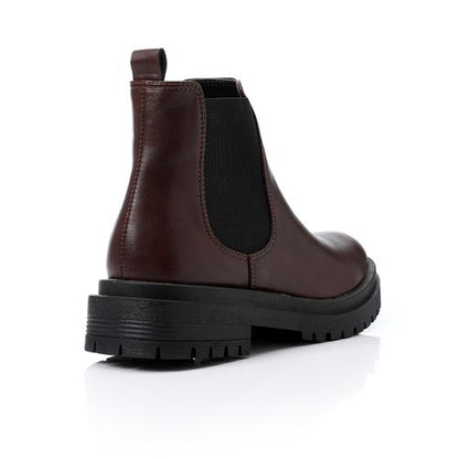 Burgundy Leather Ankle Boot