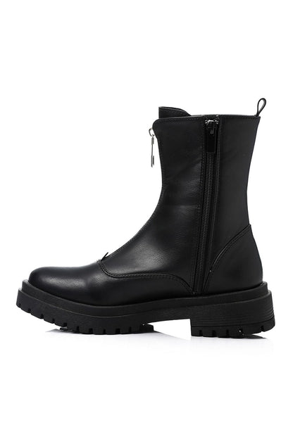 Trendy Front Zipper Half Boots