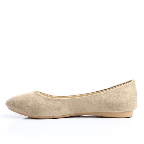 Beige Suede Ballet Flats