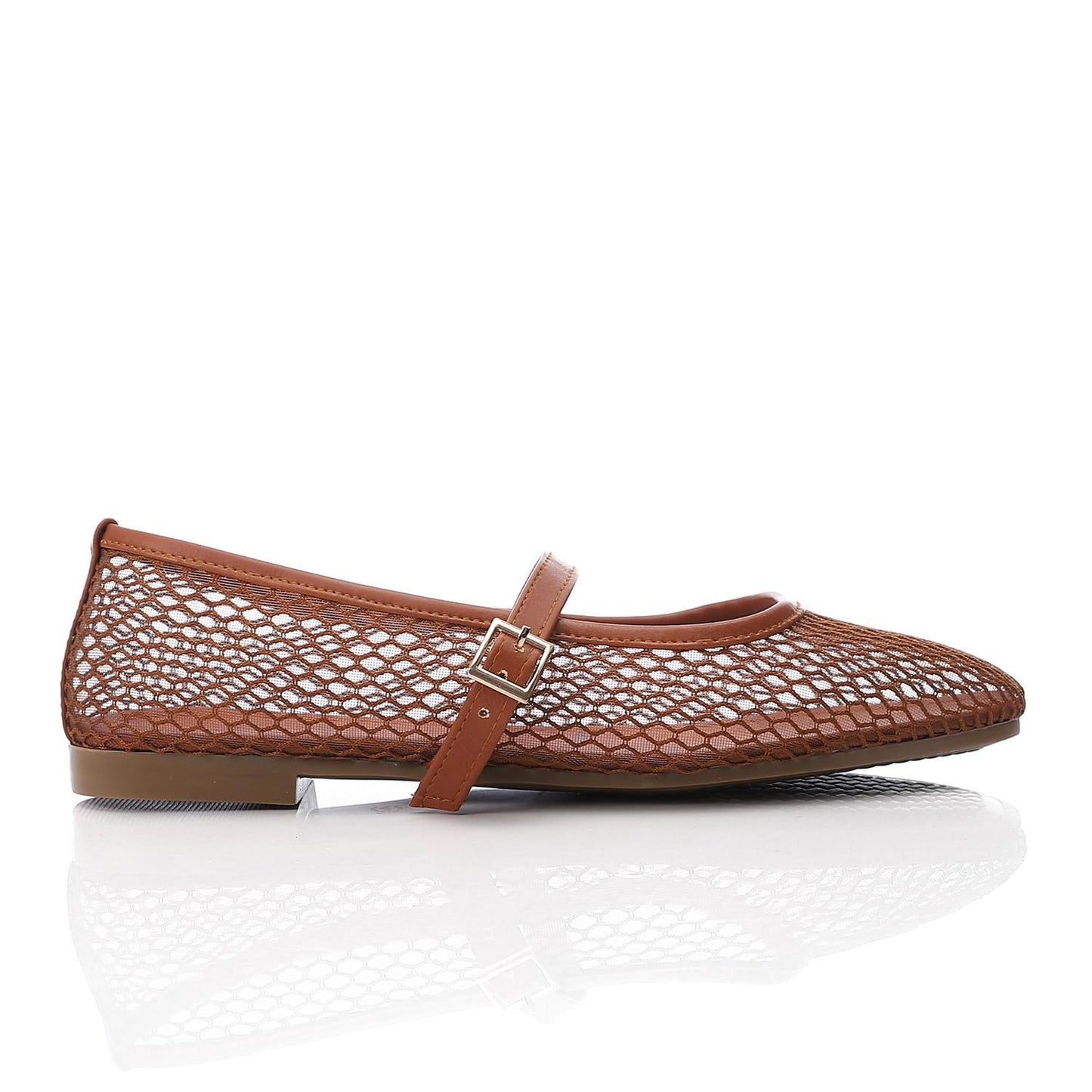 Havana Mesh Flat Shoes with Front Buckle