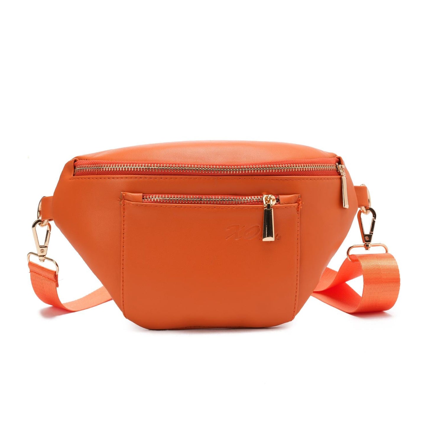 Orange Leather Fanny Bag