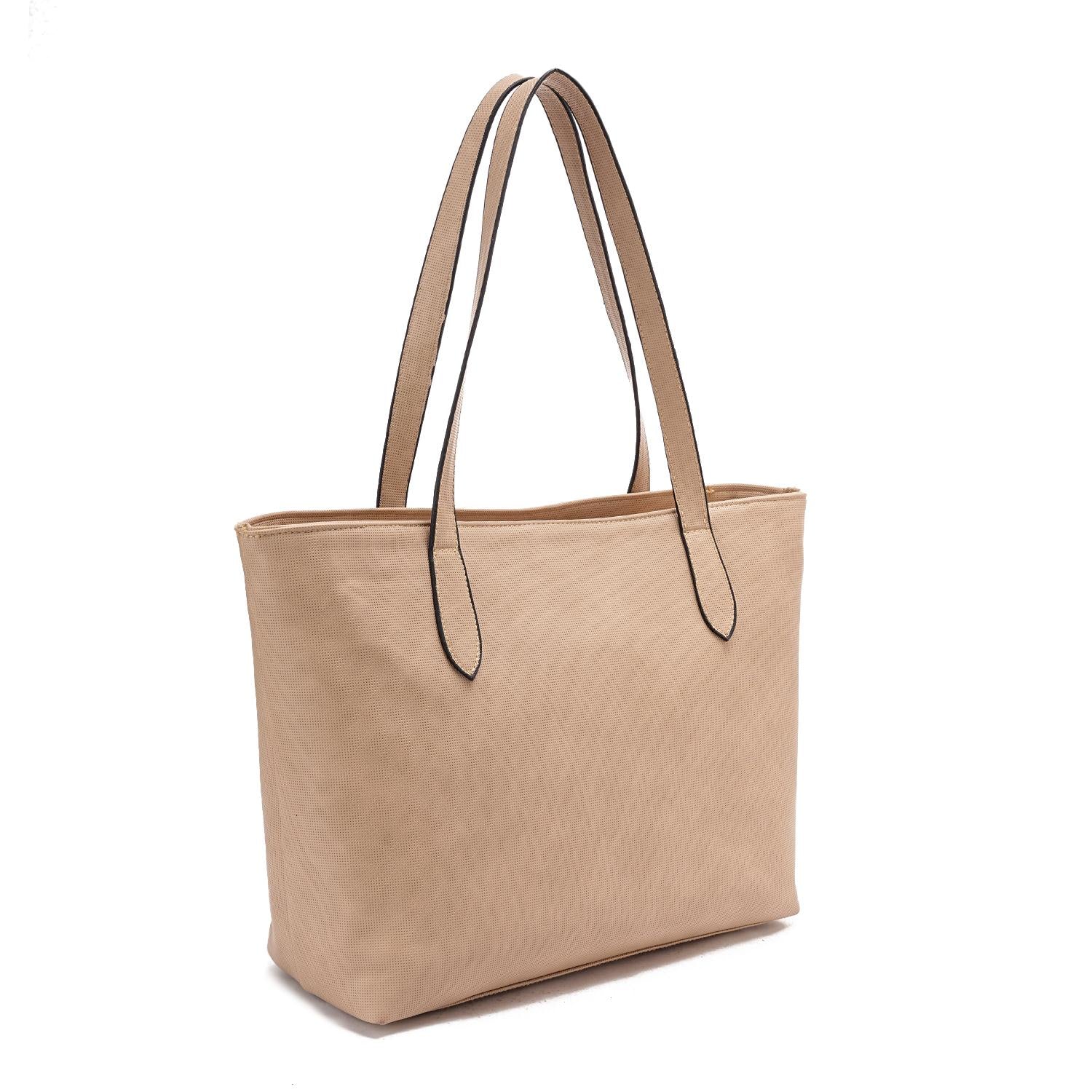 Beige Leather Tote Bag