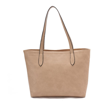 Beige Leather Tote Bag