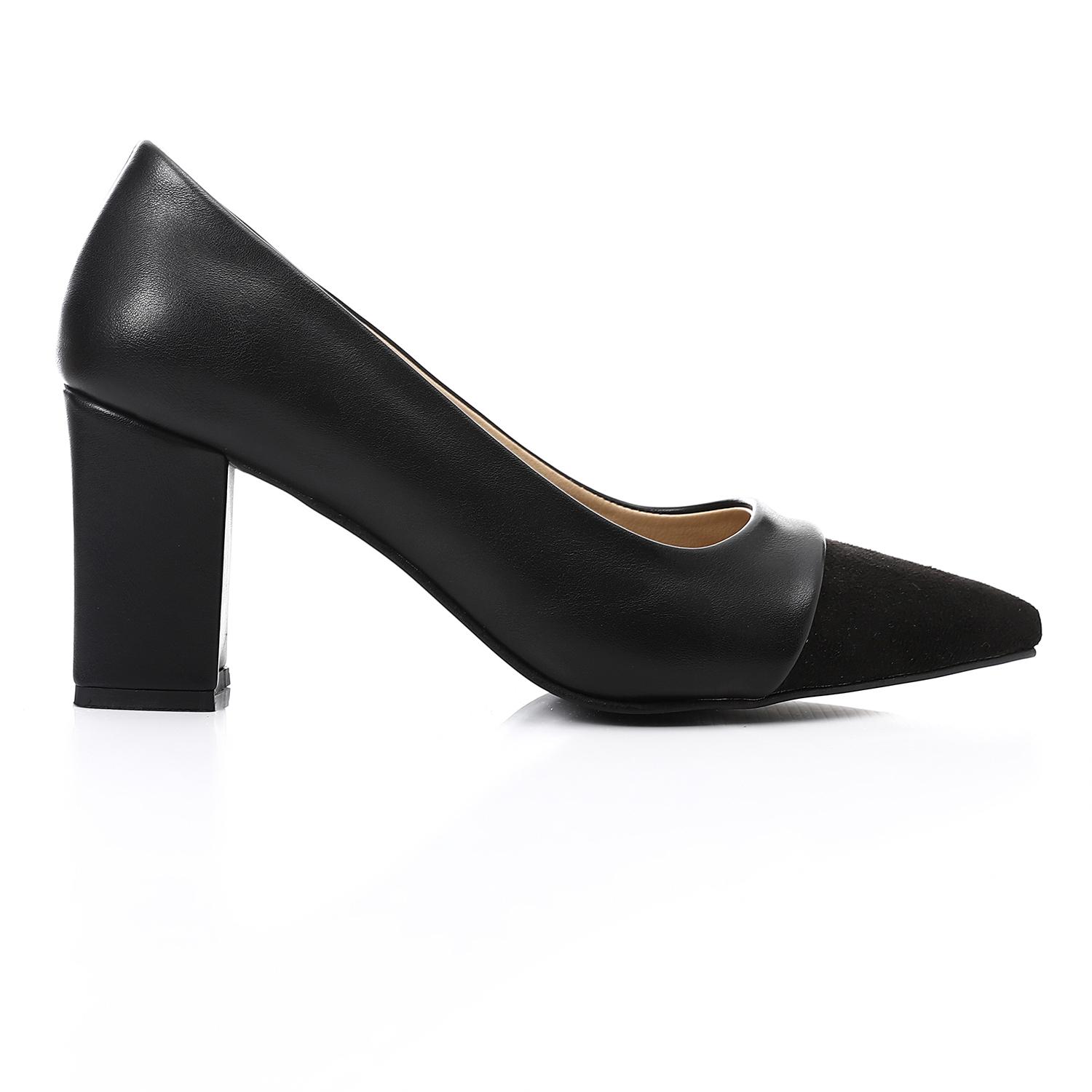 Faux Leather Pointed-Toe Block Heels