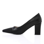 Faux Leather Pointed-Toe Block Heels