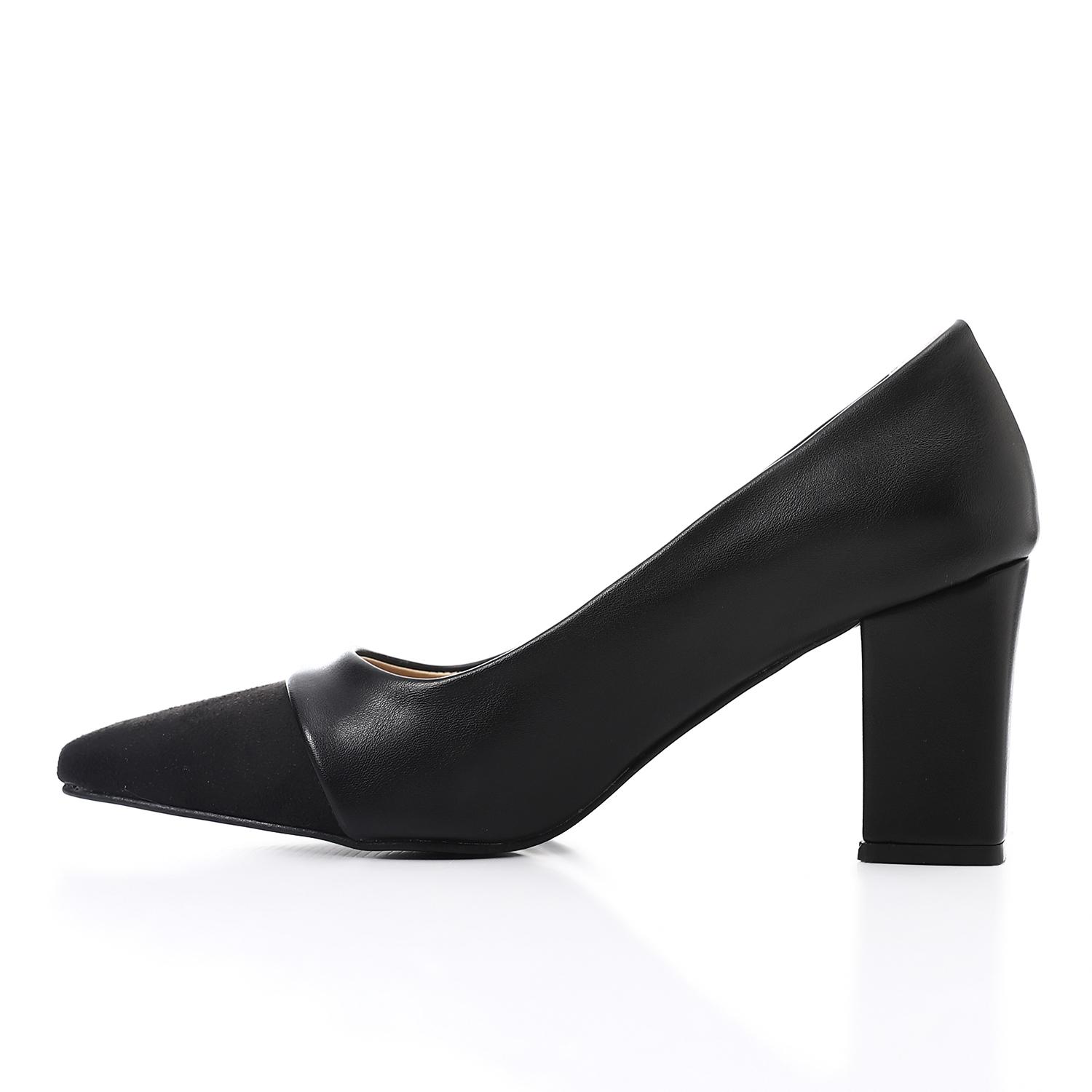 Faux Leather Pointed-Toe Block Heels