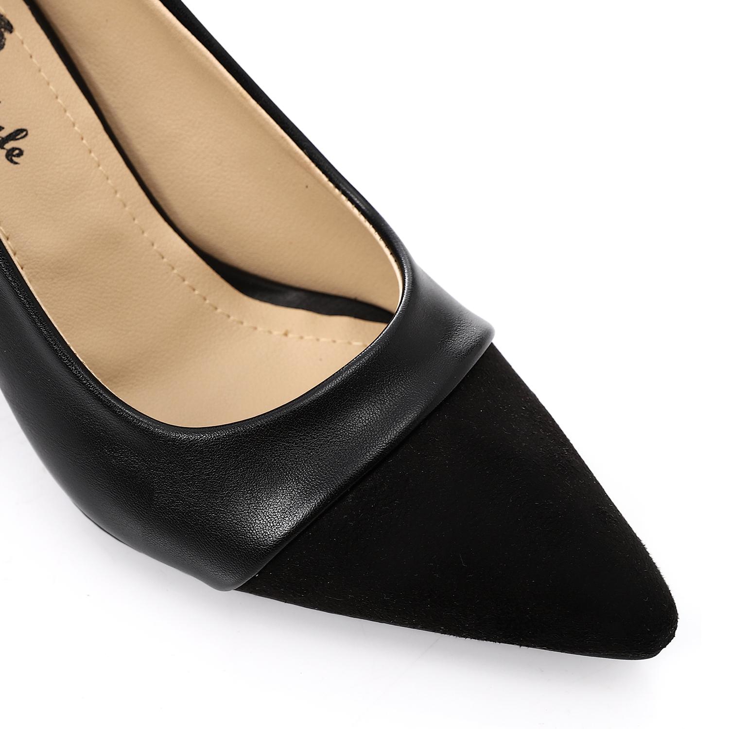 Faux Leather Pointed-Toe Block Heels