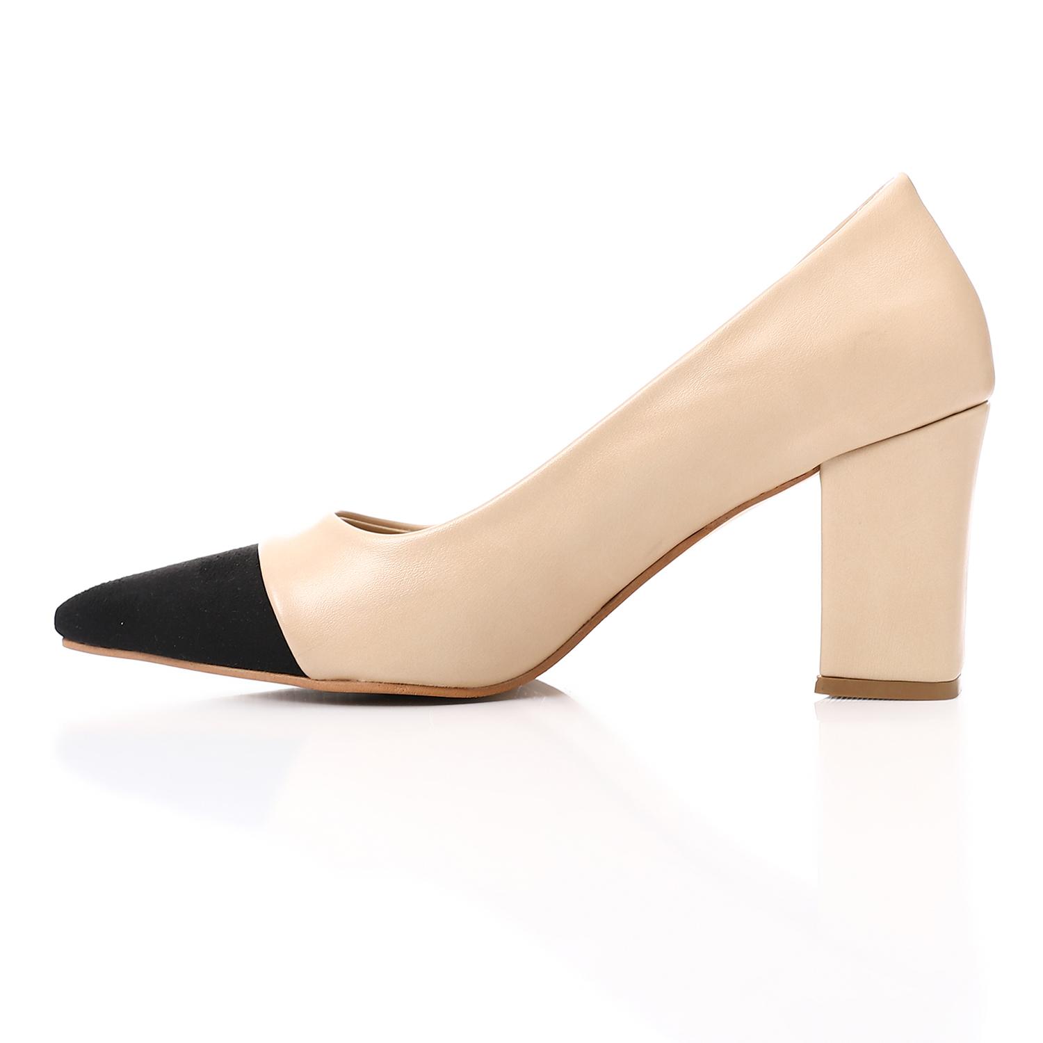 Faux Leather Pointed-Toe Block Heels