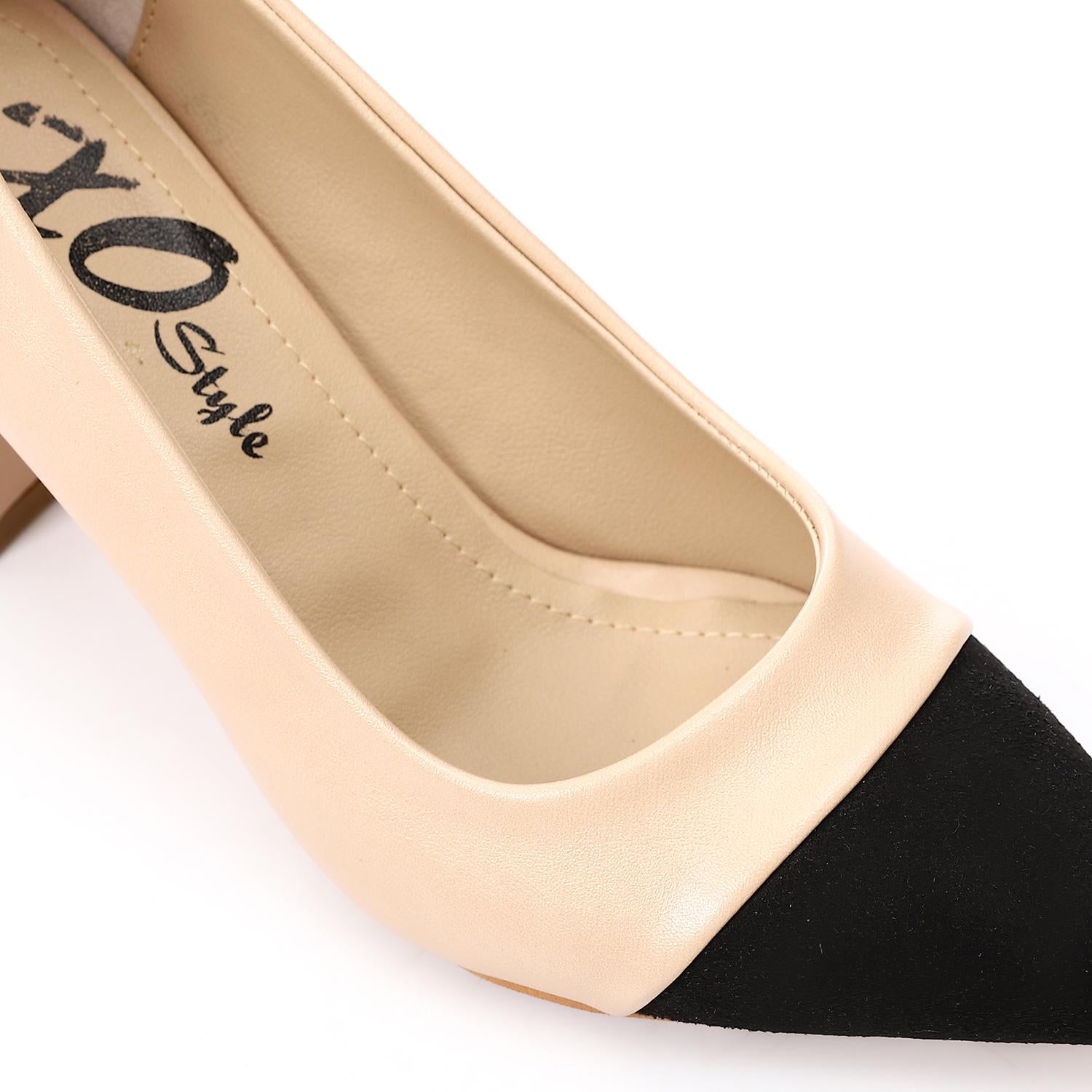 Faux Leather Pointed-Toe Block Heels