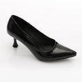 Black Kitten Heel Patent Leather Pointed Shoes