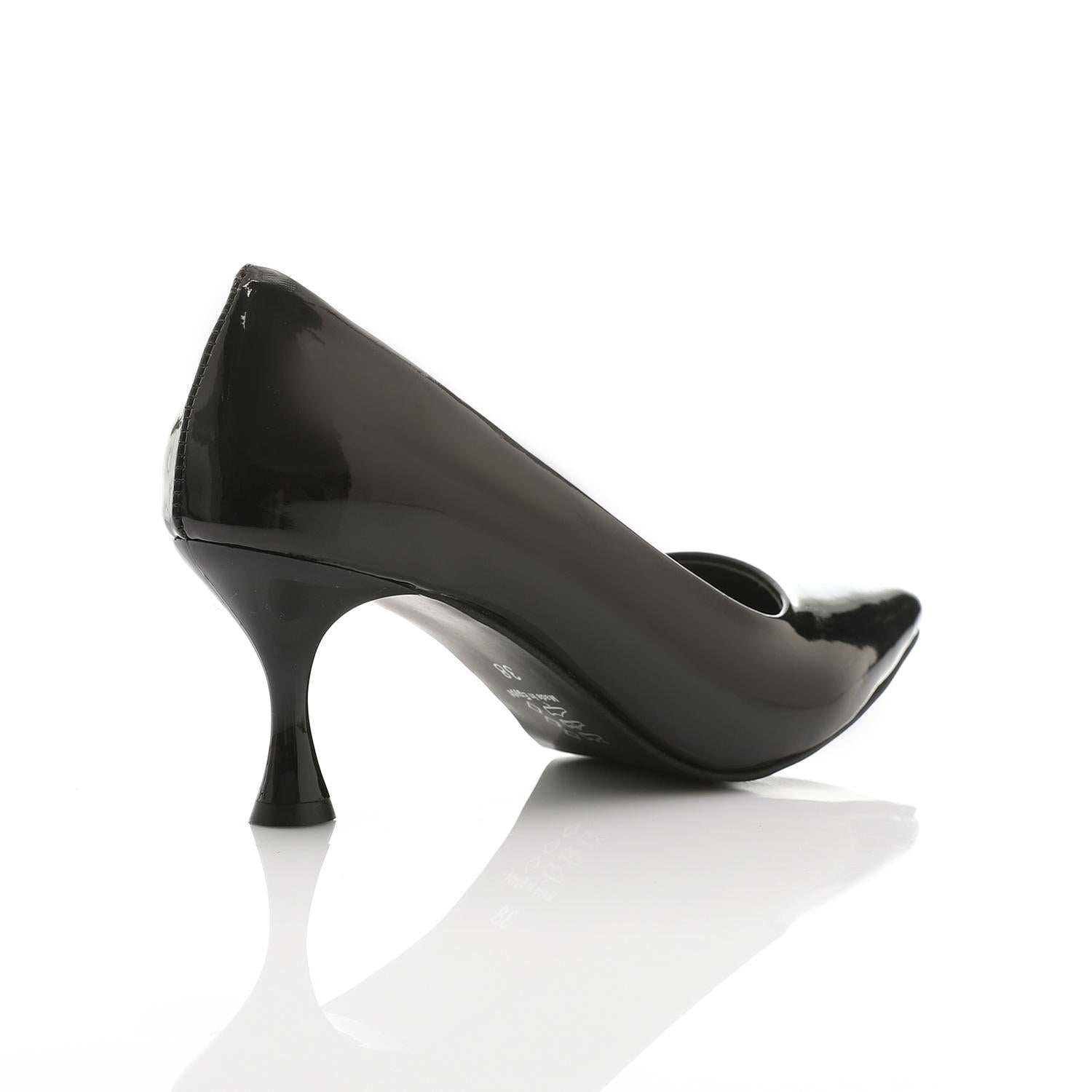 Black Kitten Heel Patent Leather Pointed Shoes