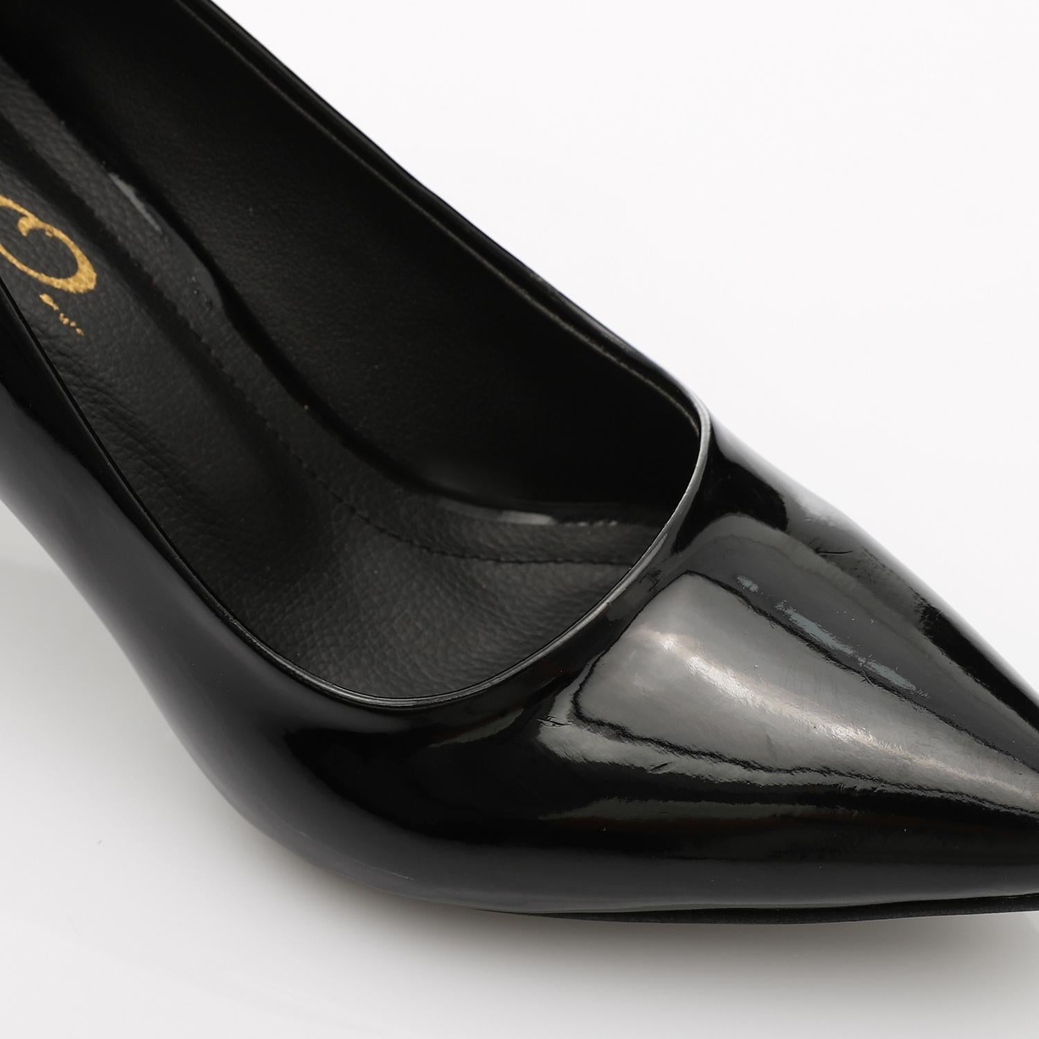 Black Kitten Heel Patent Leather Pointed Shoes