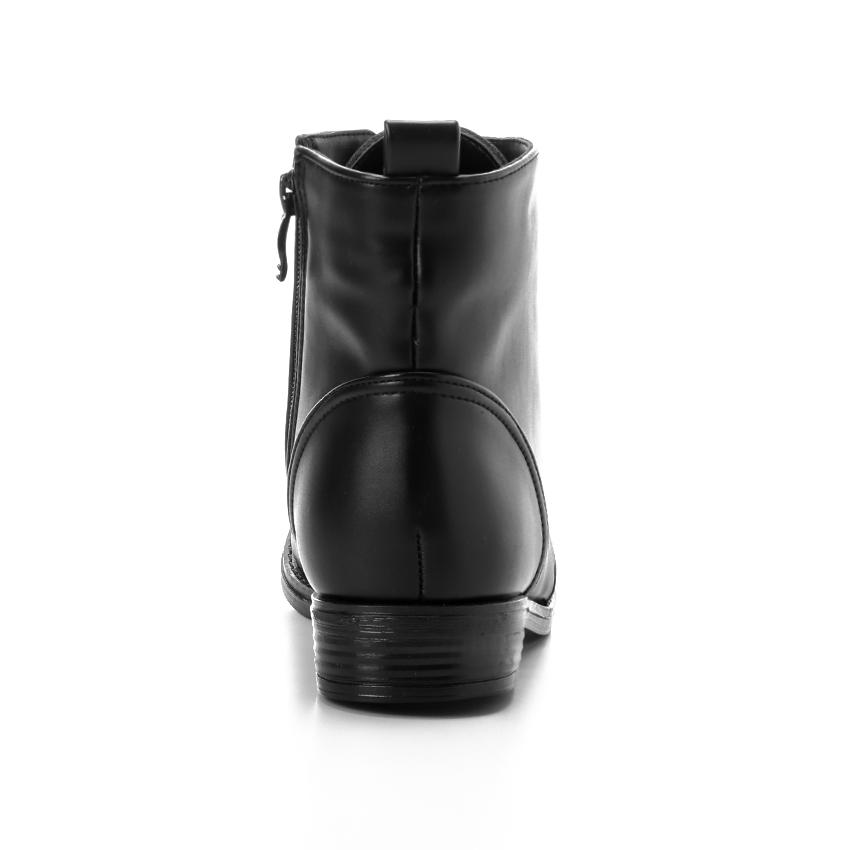 Black Side Zipper Boots with Lace-up