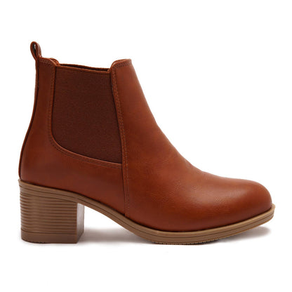 Block Heels Chelsea Boots - Havana