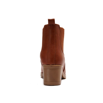 Block Heels Chelsea Boots - Havana
