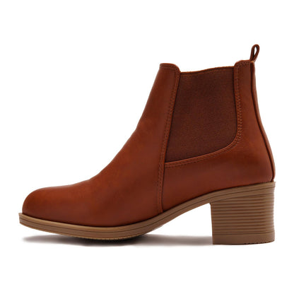 Block Heels Chelsea Boots - Havana