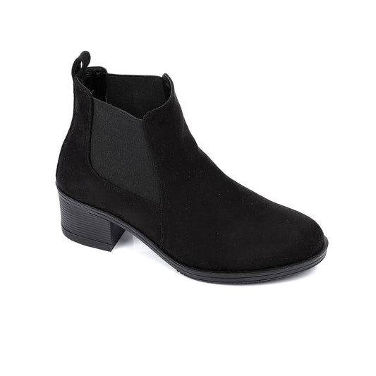 Suede Chelsea Boots with 5 cm Block Heel - Black