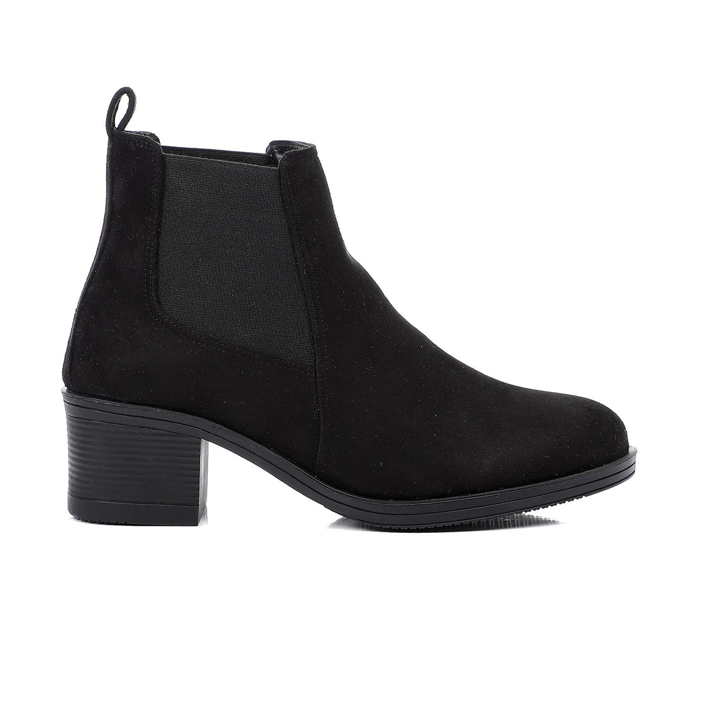 Suede Chelsea Boots with 5 cm Block Heel - Black