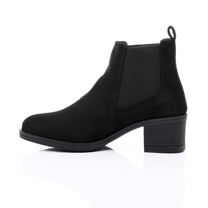 Suede Chelsea Boots with 5 cm Block Heel - Black