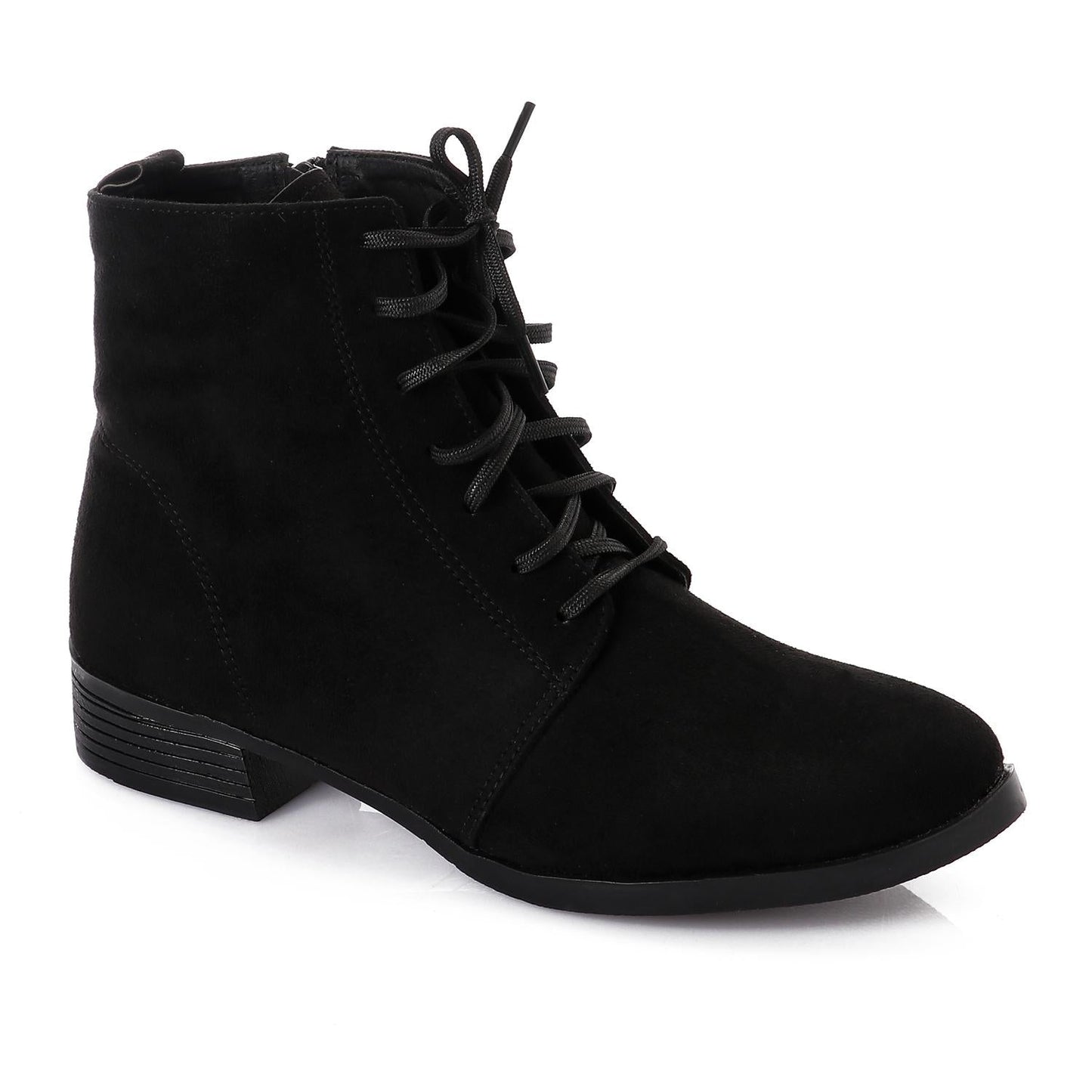 Black Suede Lace-up Ankle Boot