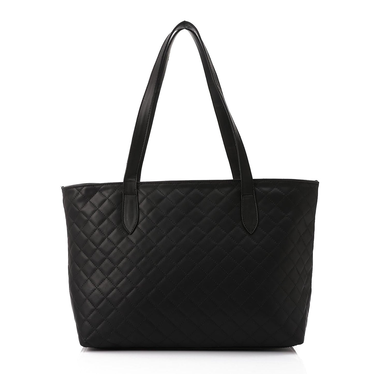 Black Leather Quilted Tote Bag