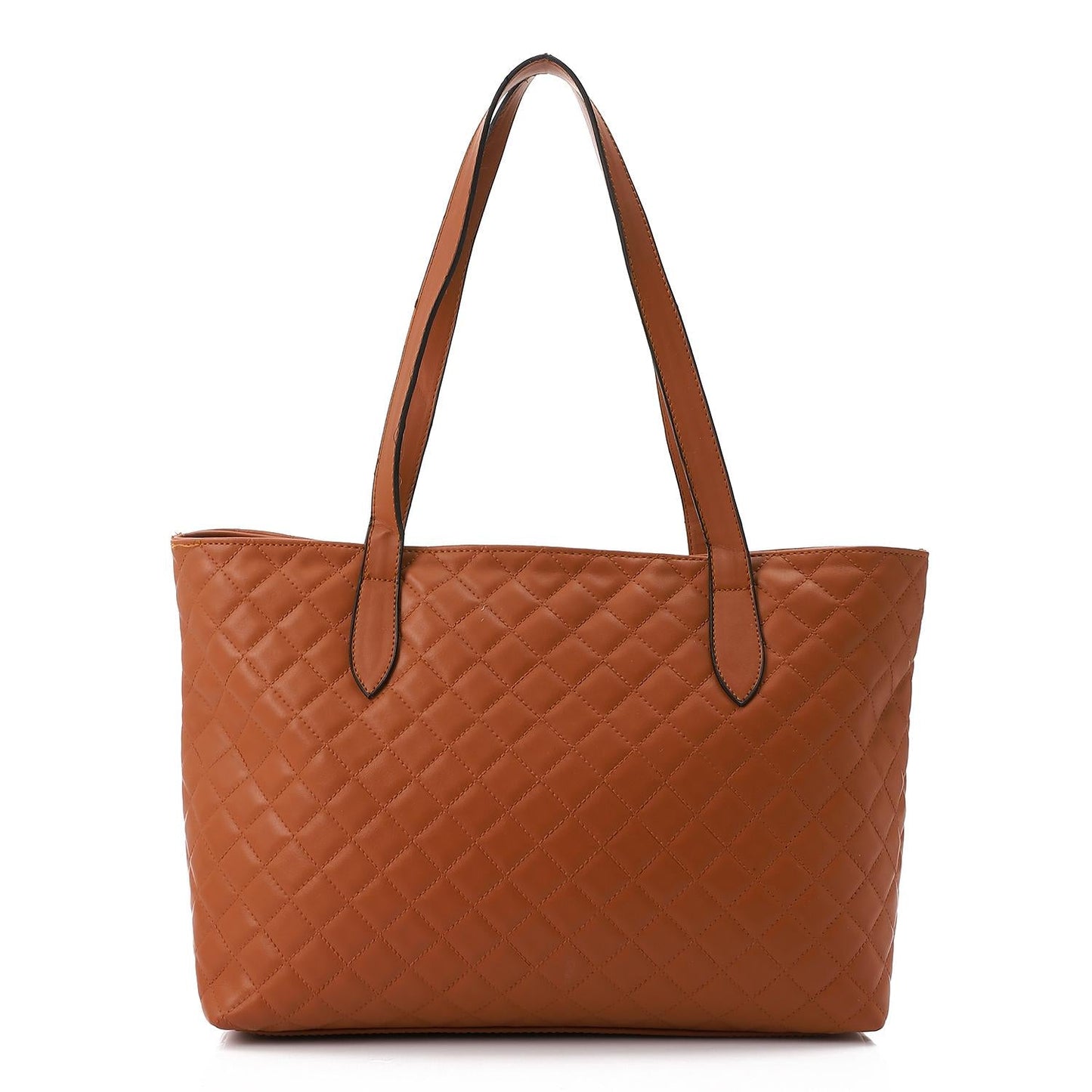 Camel Leather Quilted Tote Bag