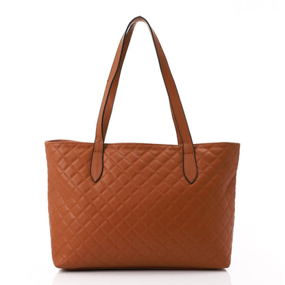 Camel Leather Quilted Tote Bag