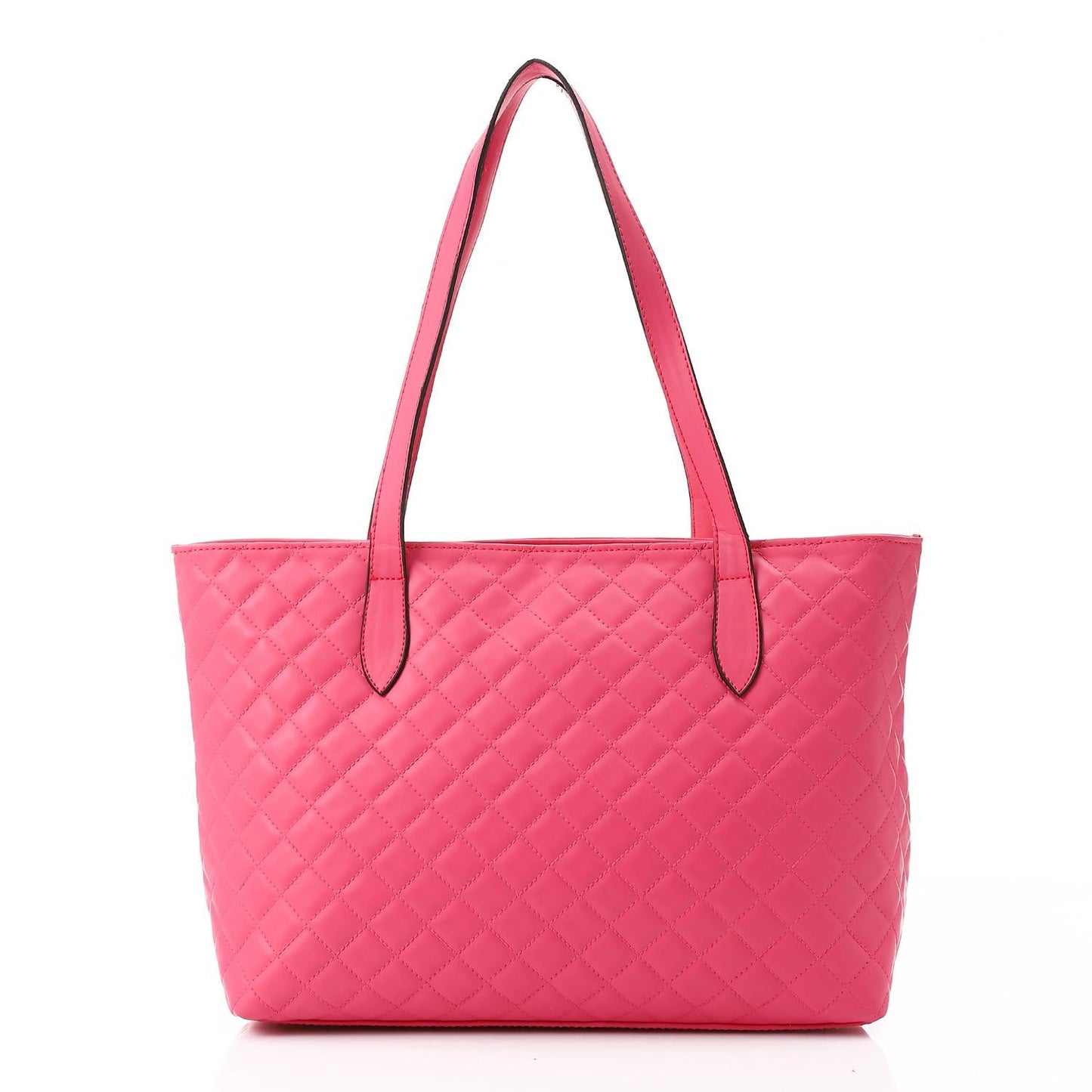 Fuschia Leather Quilted Tote Bag