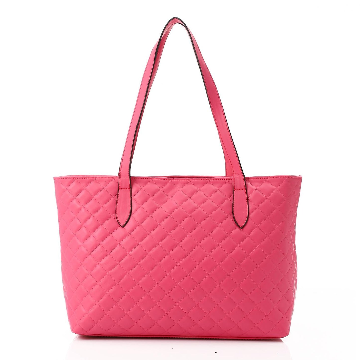 Fuschia Leather Quilted Tote Bag