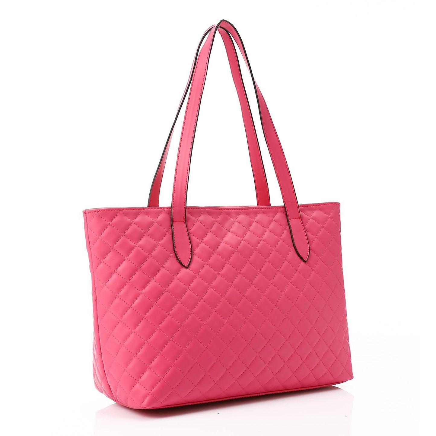 Fuschia Leather Quilted Tote Bag