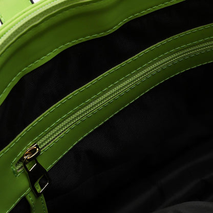 Grass Green Leather Quilted Tote Bag