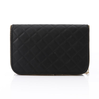 Black Leather Quilted Classic Handbag