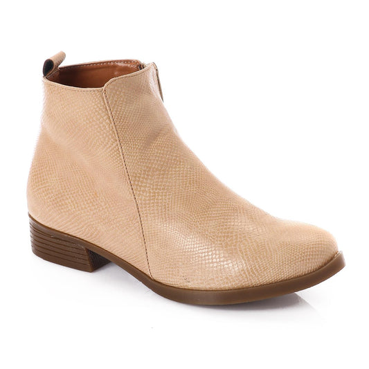 Beige Chic Embossed Leather Boots