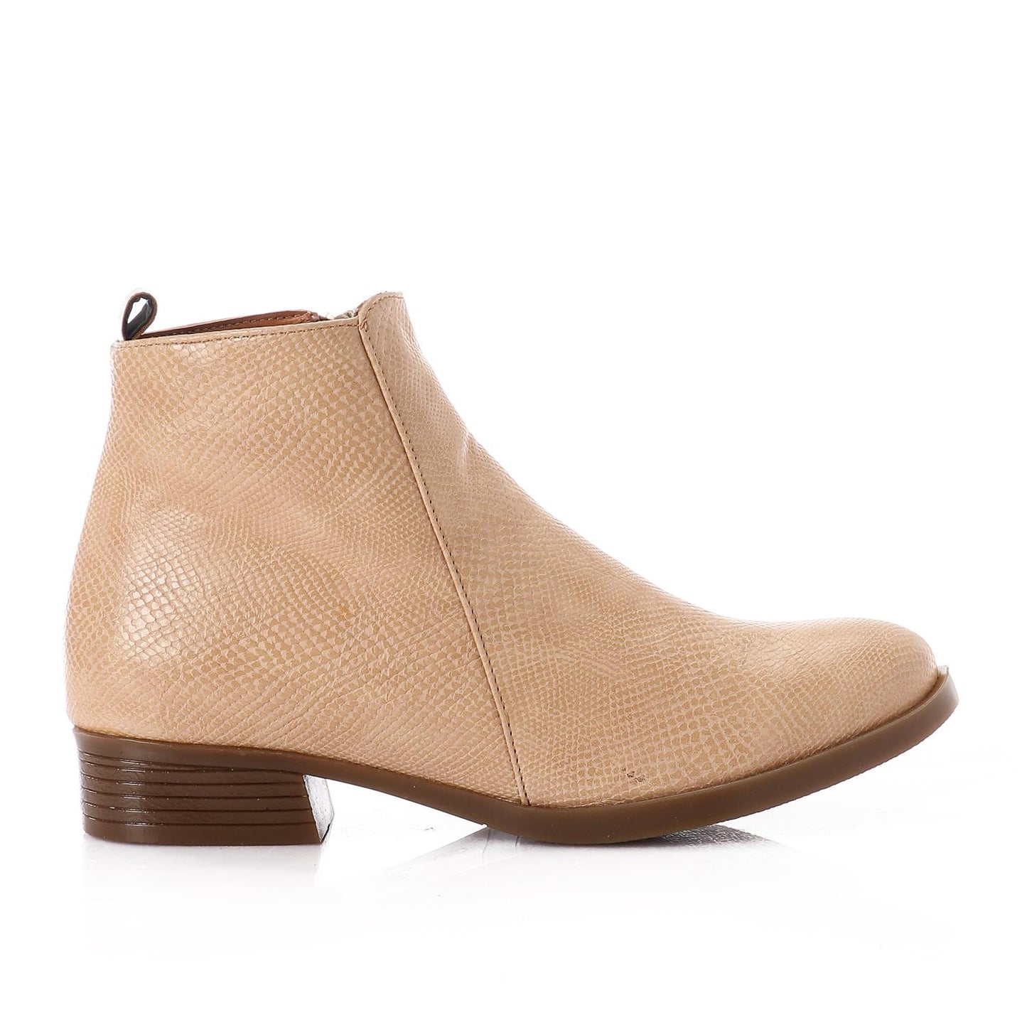 Beige Chic Embossed Leather Boots