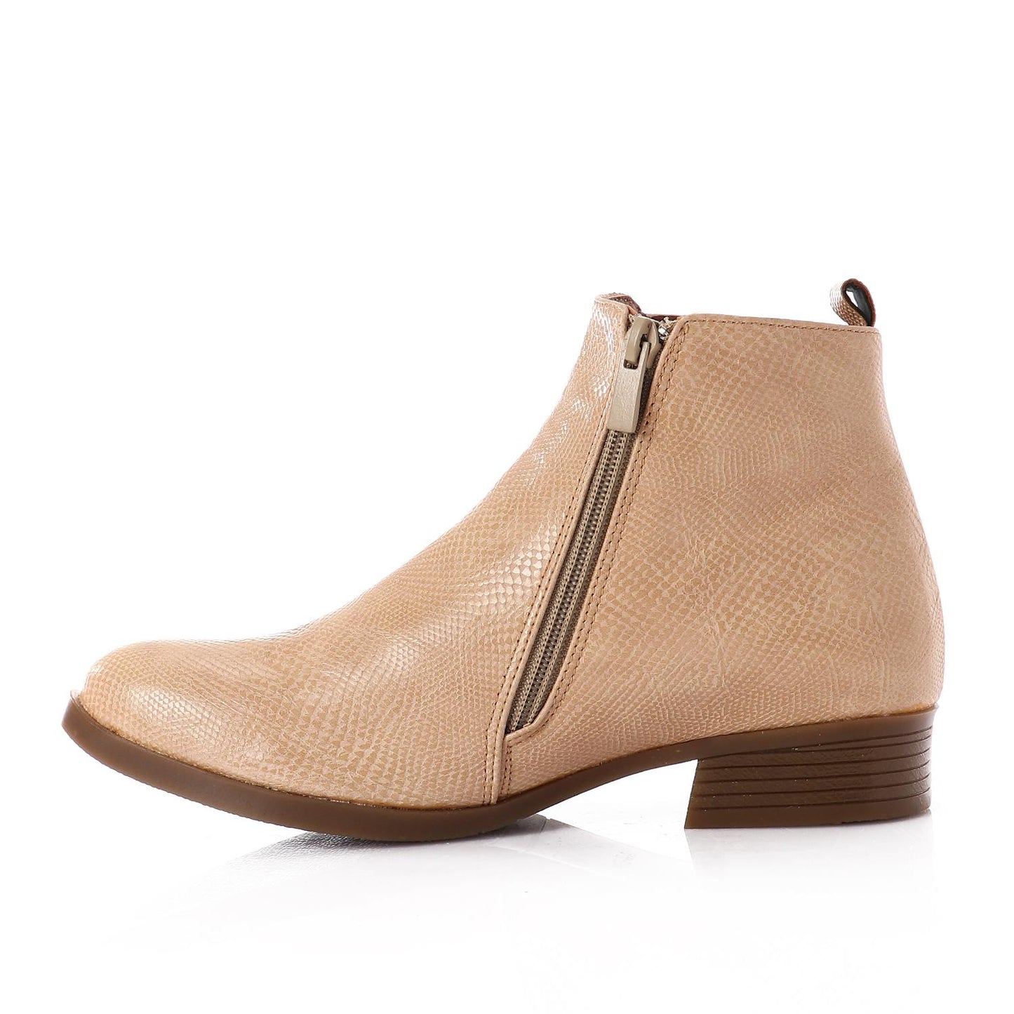 Beige Chic Embossed Leather Boots