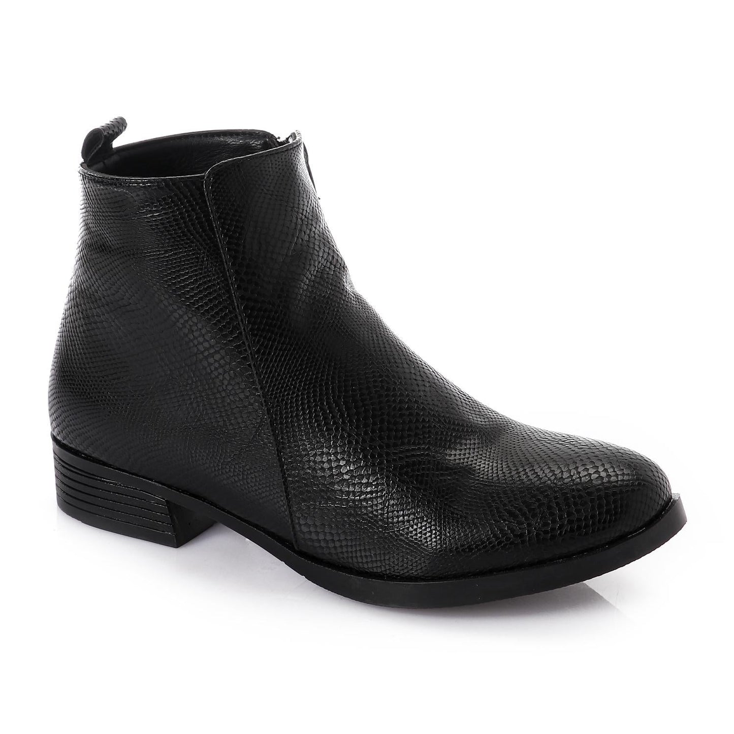 Black Chic Embossed Leather Boots