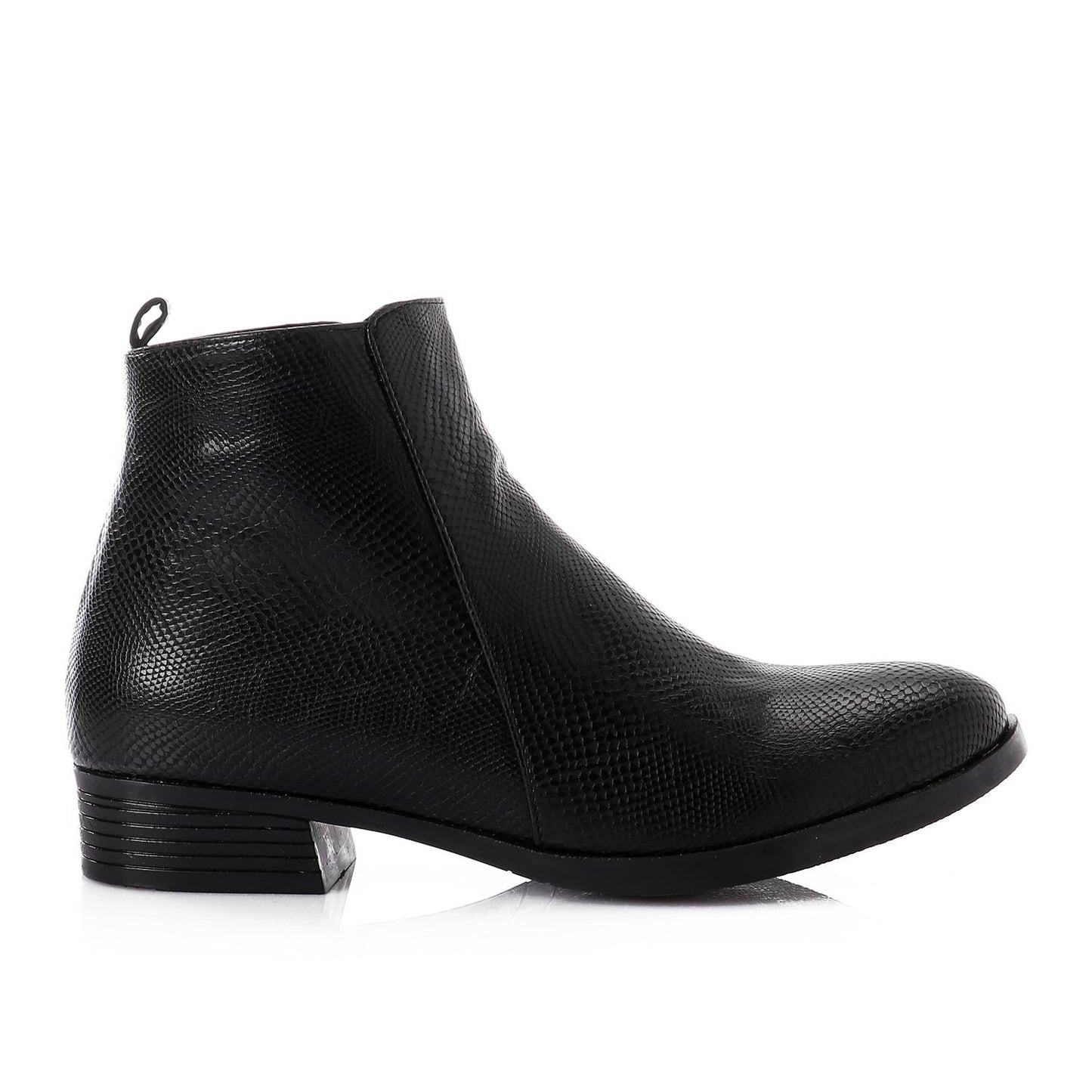 Black Chic Embossed Leather Boots